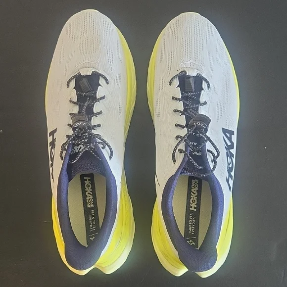 Hoka Gray and Neon Yellow Athletic Shoes - news.we-bc.ca display picture 3